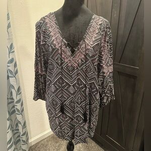 Torrid Black and Pink Patterned Blouse